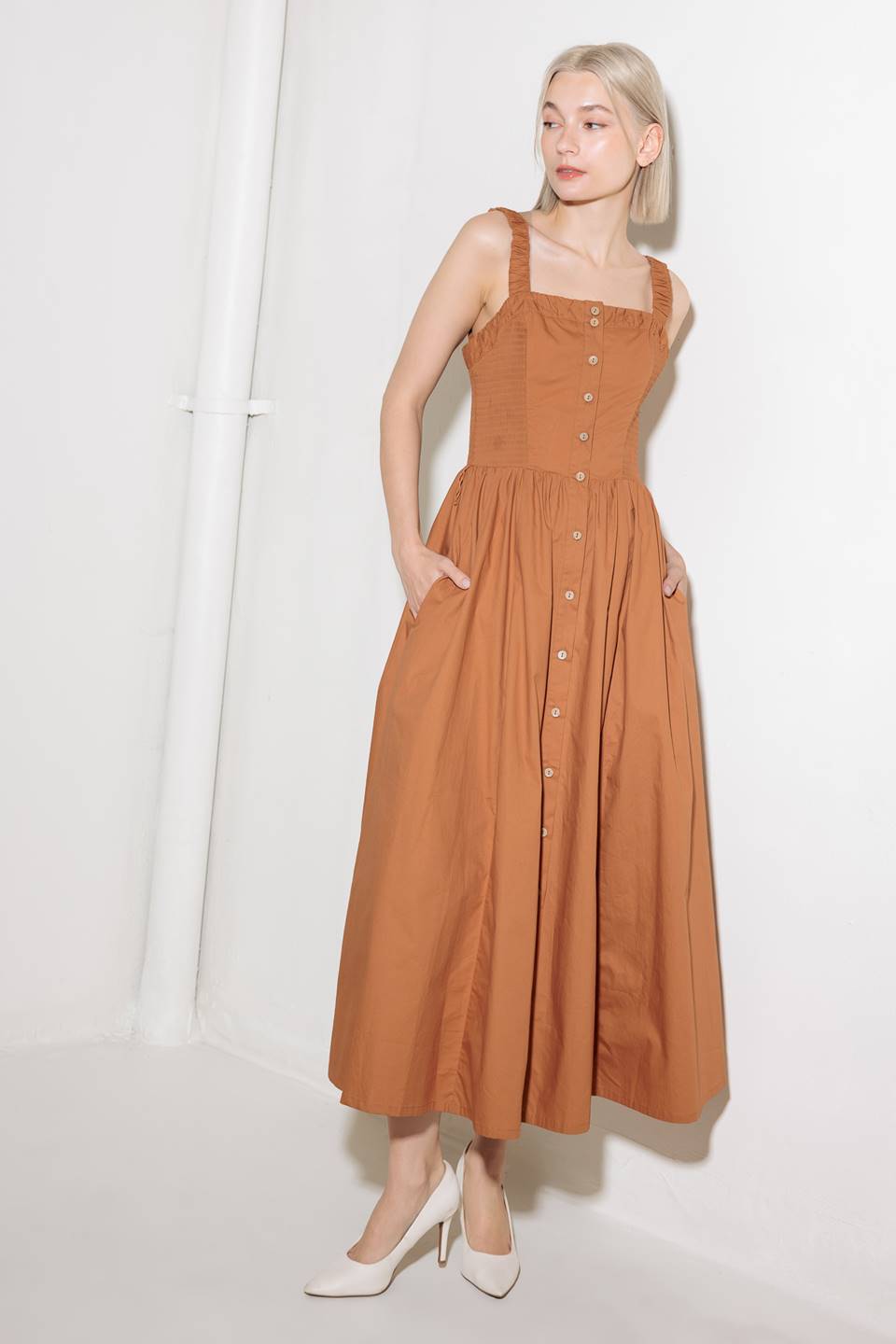 SOAK IN THE SUNSET WOVEN MIDI DRESS Flying Tomato